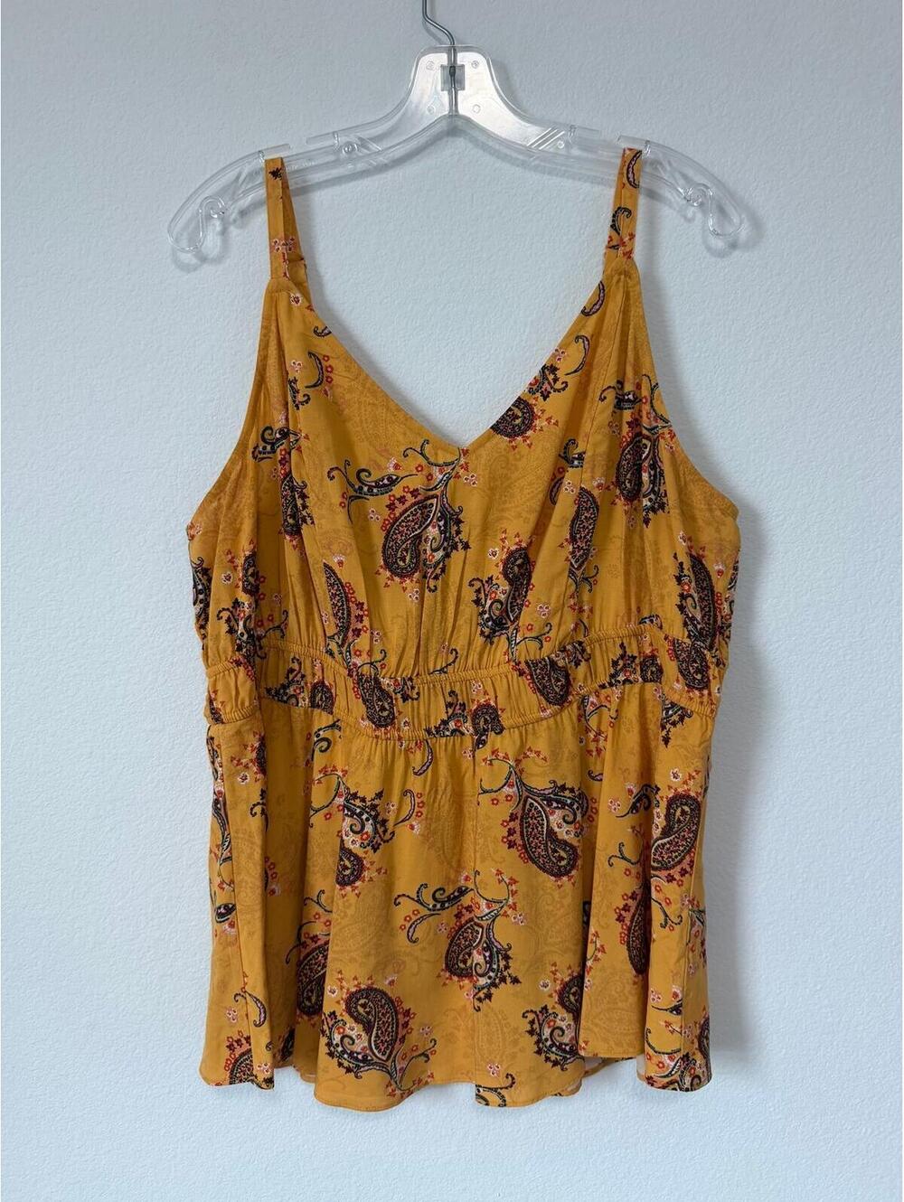 TORRID Sleeveless V-Neck Floral Paisley Mustard Tank Top Women's Size 2 (2X)